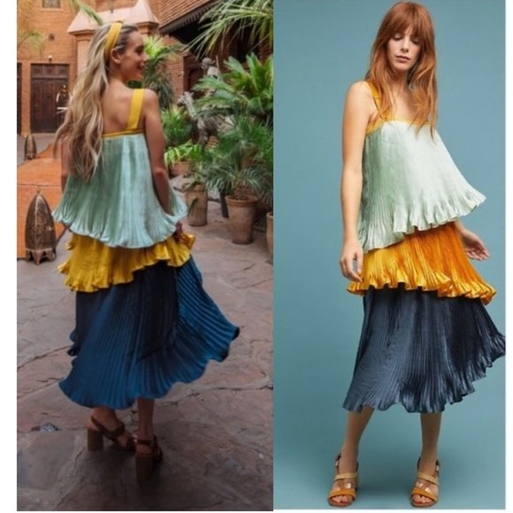 Anthropologie Dresses & Skirts - NEW Anthropologie PLEATED COLORBLOCK DRESS